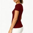 thumbnail image 3 of ZUKMRJPC Women Short Sleeve Tops V Neck Color Block Knit Slim Fitted Basic Tee Shirt Summer Casual Clothes Tight Going Out Outfits, 3 of 5