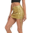 thumbnail image 4 of HDE Women's Shiny Metallic Drawstring Bodycon Mini Skirt Gold - M, 4 of 6