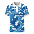 thumbnail image 4 of Camisas De CompresióN Para Hombre Camisa de de primavera y verano para hombre, camisa informal de manga corta con cremallera y solapa, camisa holgada informal con estampado, Top (Sky Blue, 3XL), 4 of 5