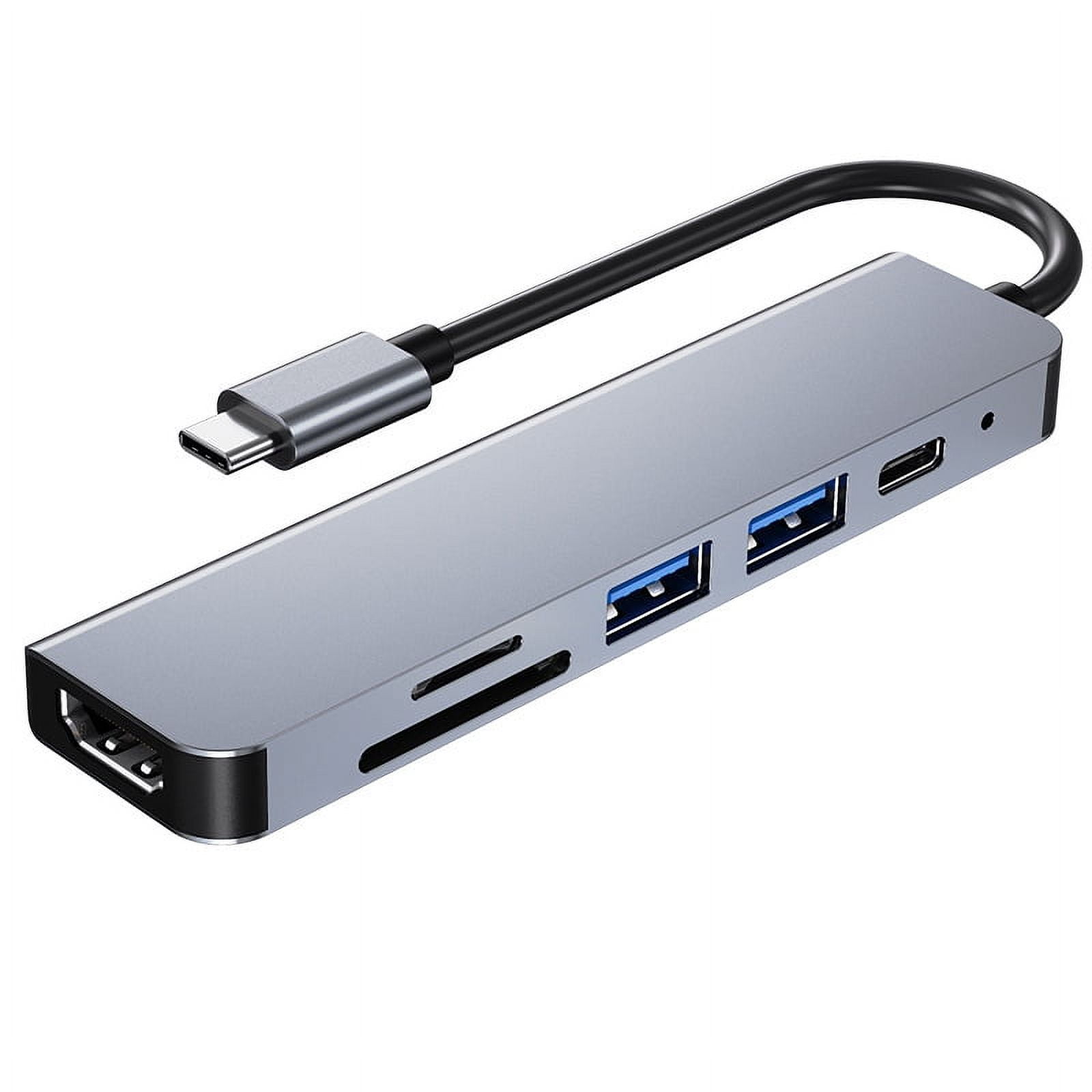 Hiearcool USB C Hub, USB-C Multi-Port Adapter for MacBook Pro, 7IN1 USBC to HDMI Hub Dongle Compatible for Laptops and Other Type C Devices (4K HDMI USB3.0 SD/TF Card Reader 100W PD)
