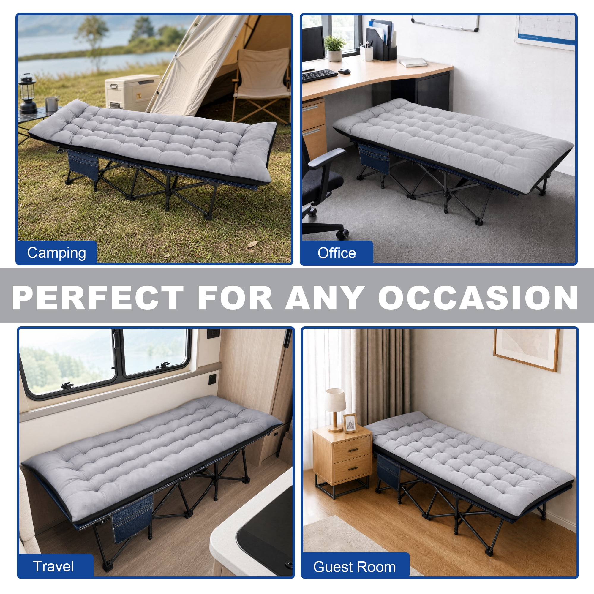 Sprint Demon Folding Camping Cot with Mattress for Adults, 900 lb Heavy Duty Portable Guest Bed for Camping, Home & Travel
