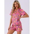 thumbnail image 2 of DARING DIVA Women's Hawaiian Shirt with Shorts Pajamas Set S Rose Red, 2 of 6