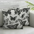 thumbnail image 3 of Awypu Throw Pillow Covers for Couch Butterflies Bed Or Sofa Pillows Case Seamless Pattern of Black Silhouettes of Butterflies On White Background Decorative Square Cushion Covers, 3 of 5