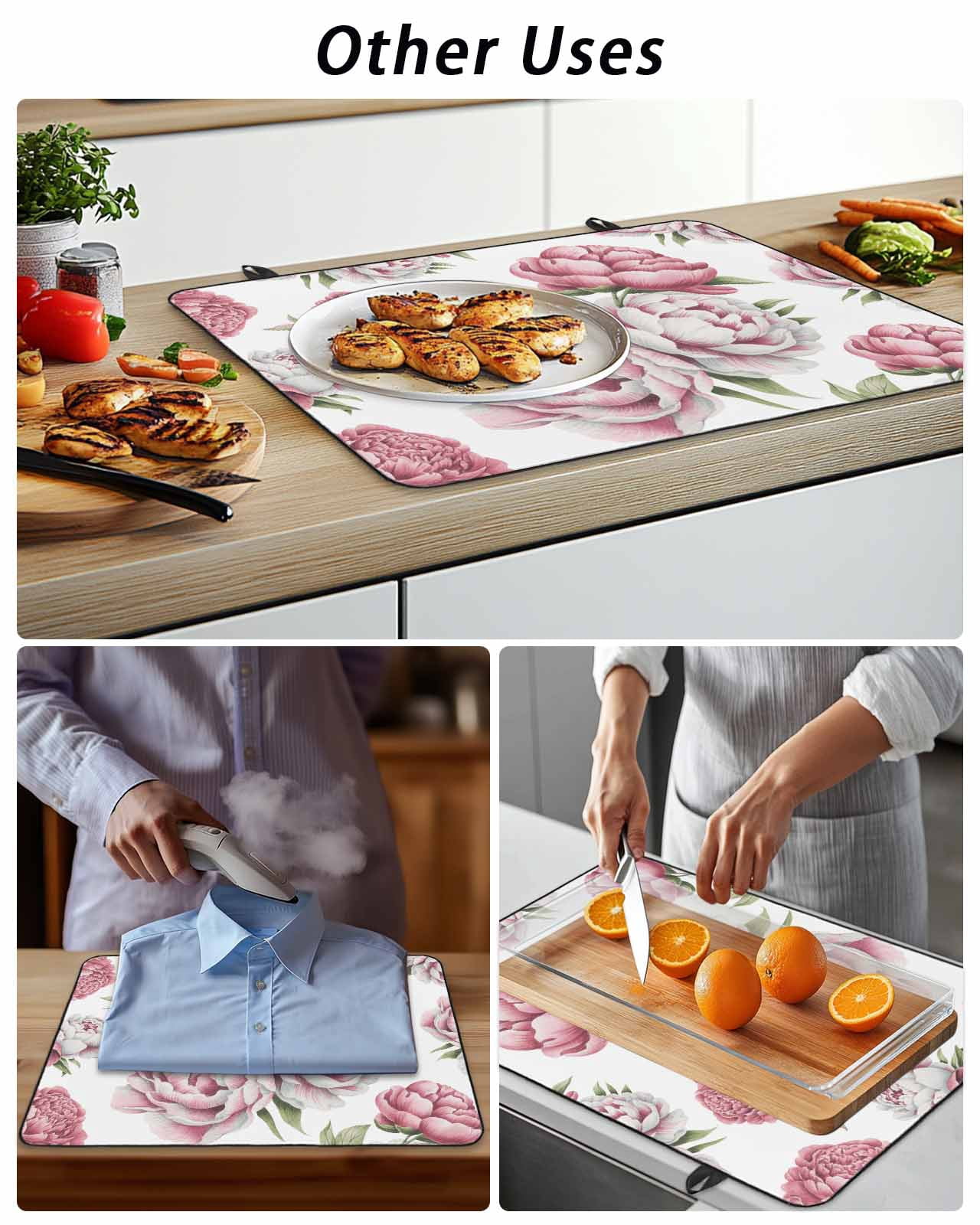 Stove Top Covers for Electric Stove, Pink Floral Glass Stovetop Cover Protector, Spring Summer Modern Flower Leaf Induction Cooktop Protector Oven Mat for Kitchen Countertop 24"x21"