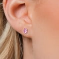 thumbnail image 3 of Gem Stone King 18K Yellow Gold Plated Silver Pink Sapphire Stud Earrings for Women Men | 1.10 Cttw | Gemstone September Birthstone | Oval 6X4MM, 3 of 6