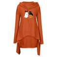 thumbnail image 4 of Women's Fashion Autumn And Winter Mid Length Long Sleeve Solid Color Halloween Print Straight Hoodie, 4 of 5