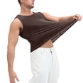 thumbnail image 4 of Fengqque Men's Sequin Tank Top Sparkly Metallic Sleeveless T Shirt Fitness Workout Summer Slim Fit Party Top Brown XL(XL), 4 of 5