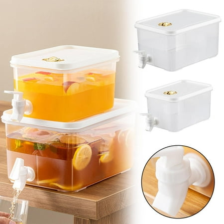 

Clearance!Refrigerator Ice Drink Machine Plastic Drink Machine Refrigerator Cold Water Pot Can Transparent Leak Proof Beverage Container with Faucet And Lid Beverage Bucket For Household Food Storage