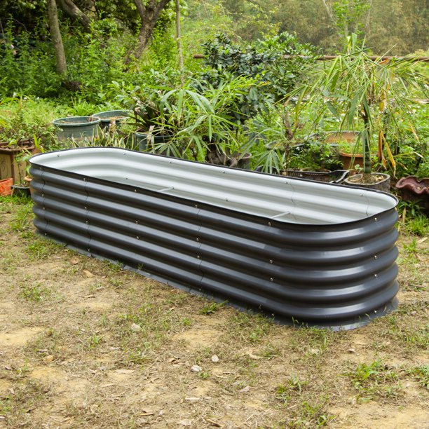 VEGEGA 17" Tall 8'X2' Metal Corrugated Raised Garden Bed Backyard Patio