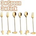 thumbnail image 2 of Cheers.US 6 Pcs/Set Stainless Steel Gold Dessert Forks and Spoons Set,Serving Flatware Set, Copper Serving Flatware Set, Cake Server,Mini Golden Coffee Spoons,Cute Fruit Salad Cake Forks, 2 of 7