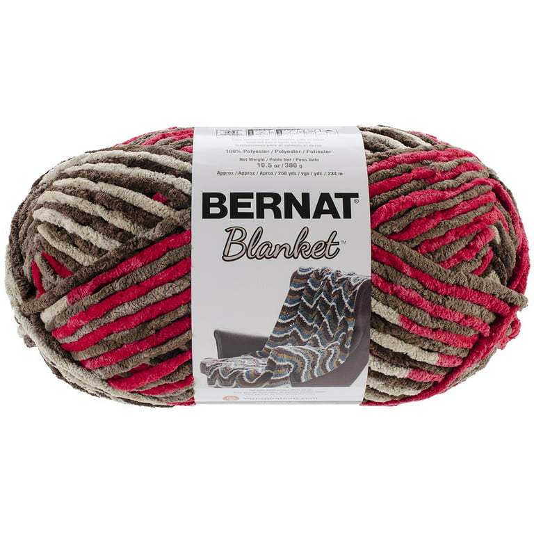 BERNAT BLANKET YARN Color 10422 RASPBERRY TRIFLE Large 10.5 Oz skein red  brown