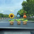 thumbnail image 3 of Hand Knitted Crochet Flowers Mini Potted Flowers Kits Hand Car Accessories Small Cute, 3 of 7