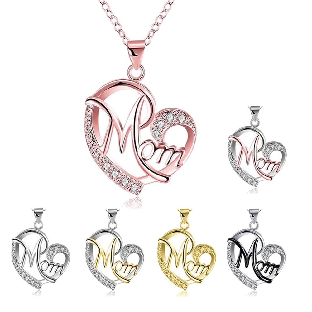 1x Fashion " Mom " Letter 925 Silver Pendant Chain Necklace Jewelry Mother's Day 