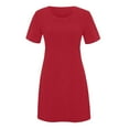 thumbnail image 4 of CHUANK Robes de Travail pour Femmes Liquidation Mode Manches Courtes Décontractées Robe Mini Ample Unie, 4 of 5