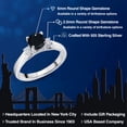thumbnail image 2 of Gem Stone King 925 Sterling Silver Black Onyx 3-Stone Engagement Ring for Women (0.90 Cttw, Round 6MM, Gemstone December Birthstone, Size 7), 2 of 6