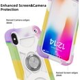 thumbnail image 4 of Compatible with iPhone X/iPhone Xs Case 5.8 Inch with Magnetic Car Mount Ring Stand, Heavy-Duty Military Grade Shockproof Phone Cover for iPhone X/XS. (Rainbow White), 4 of 14