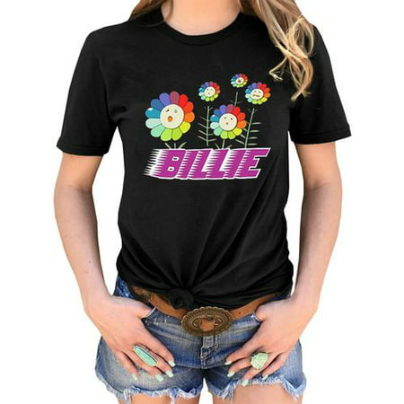 Fancyleo New Kpop Singer Billie Eilish T Shirt Women Gilrs Fashion Sunflowers Print Graphic Tee Shirts
