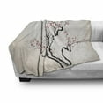 thumbnail image 3 of Floral Soft Flannel Fleece Throw Blanket, Classic Paint Style Artwork Flower Branches Blossom and Flying Birds Pattern, Cozy Plush for Indoor and Outdoor Use, 70" x 90", Grey White, by Ambesonne, 3 of 6