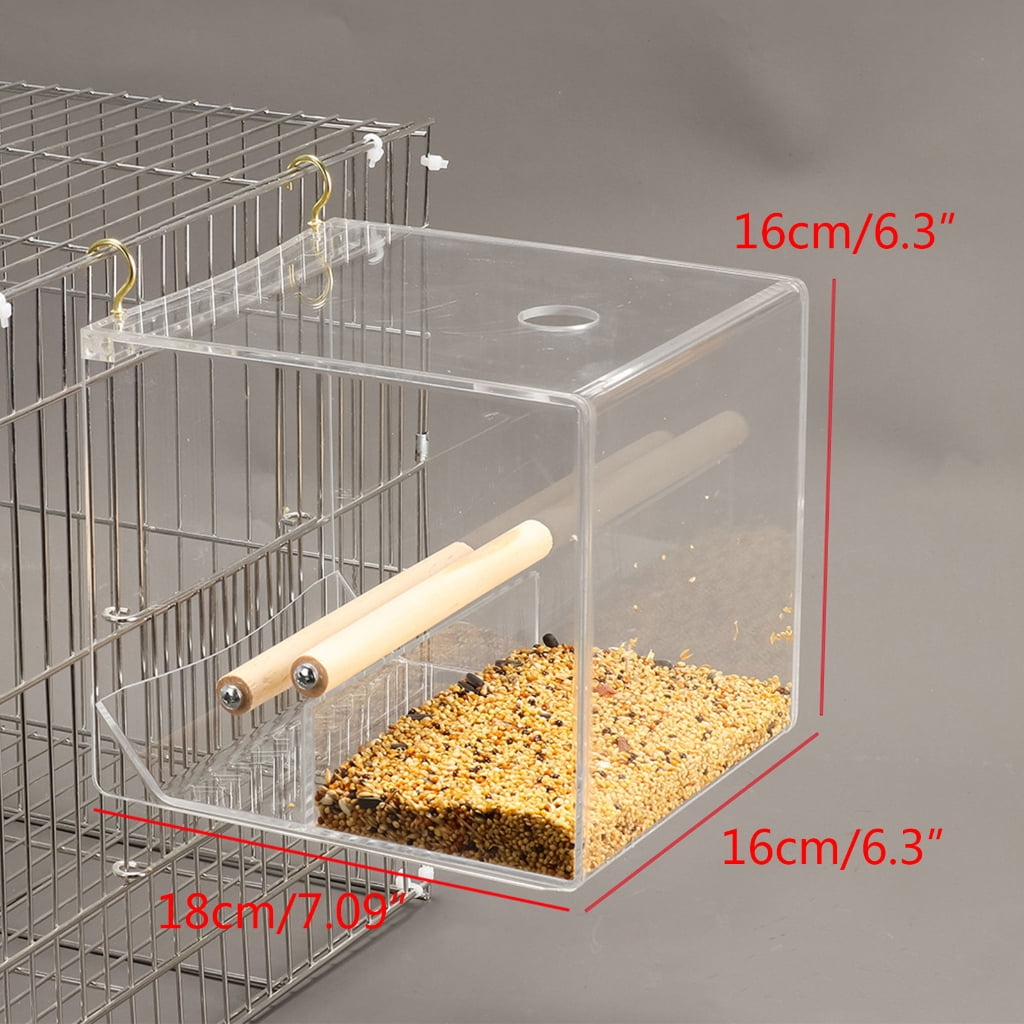 YongCo Budgies Feeding Box Food Dispenser Antispill Parrots Food Feeding House Birds Cage Feeder Clear Food Container