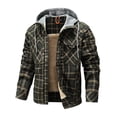 thumbnail image 6 of Men Warm Jacket Fleece Lining Lumberjack Plaid Hooded Jackets Snap Button, 6 of 10