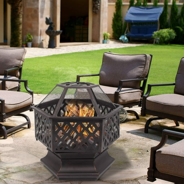 24-inch Outdoor Wood Burning Fire Pit, SEGMART Fire Pit ...