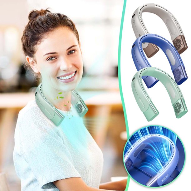 Fiudx Ofertas Y Liquidación Ventilador De Cuello Portátil, Ventilador Personal Portátil De 3000 Mah, Ventilador Colgante De Enfriamiento Con Ajuste De 360 ° Ventilador De Cuello Portátil De Enfriamie