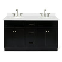 Ariel Hamlet 61 In. Double Oval Sink Vanity With White Quartz Countertop In Black