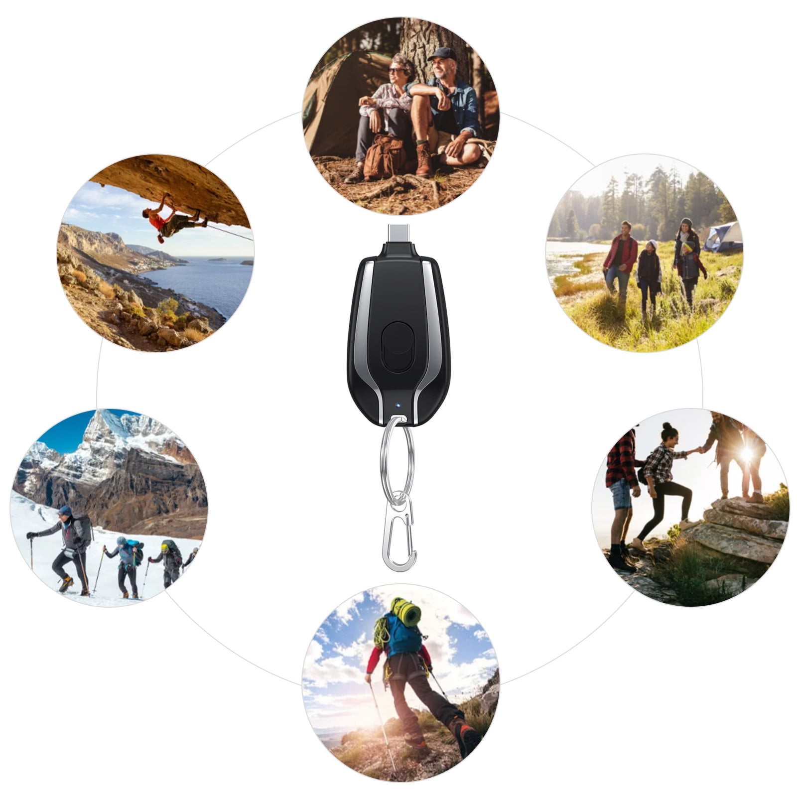 PabJUT Keychain Portable Charger,1500mAh Mini Power Emergency Pod Key Ring Cell Phone Charger,Ultra-Compact External Fast Charging Power Bank Battery Pack for iPhone,Android