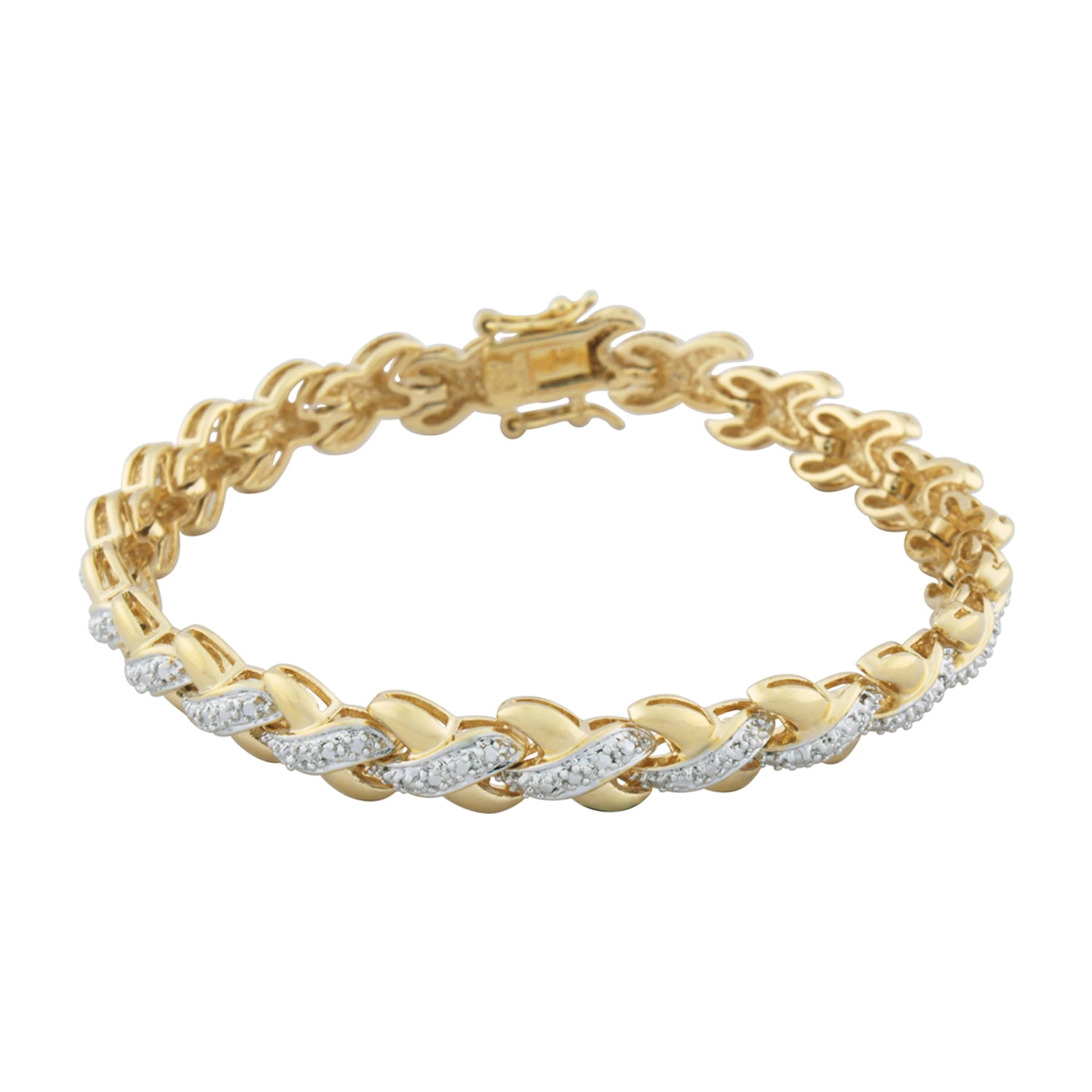 Morgan & Paige Diamond Accent 3-Piece Stacking Bracelet Set in 18k Yellow Gold over Bronze, Adult Female