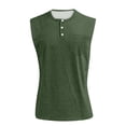 thumbnail image 3 of GrmtClth Mens Shirts Vintage Washed Sleeveless Henley Tank Tops Lightweight Comfy Solid Muscle Workout Tops Army Green M, 3 of 5