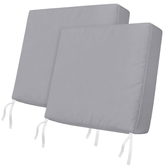 Outdoor Patio Cushion Covers 2 Pack Solid Color Chair Pads Slipcovers with Ties & Zipper Waterproof Seat Cover Set Grey Seat Cushion Covers for Outdoor Furniture Couch Sofa Garden 24x24 Inch