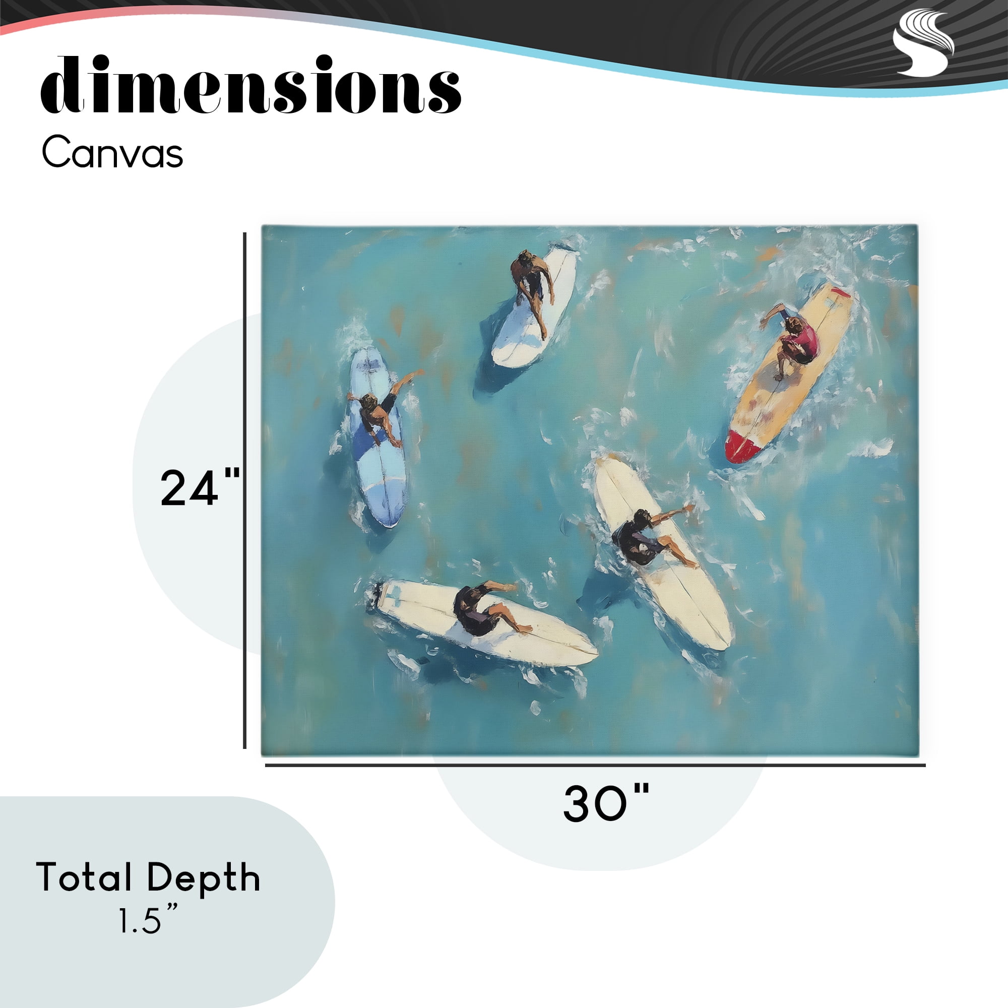 Stupell Industries Group of Surfers at Sea Canvas Wall Art, design by LSR Design Studio