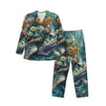 thumbnail image 1 of Fotbe Colorful Plant Turtle Pijama de Hombre con Estampado de Manga Larga, Conjunto de 2 Piezas, Ropa de Dormir Suave y Cómoda con Bolsillos-Medium, 1 of 7
