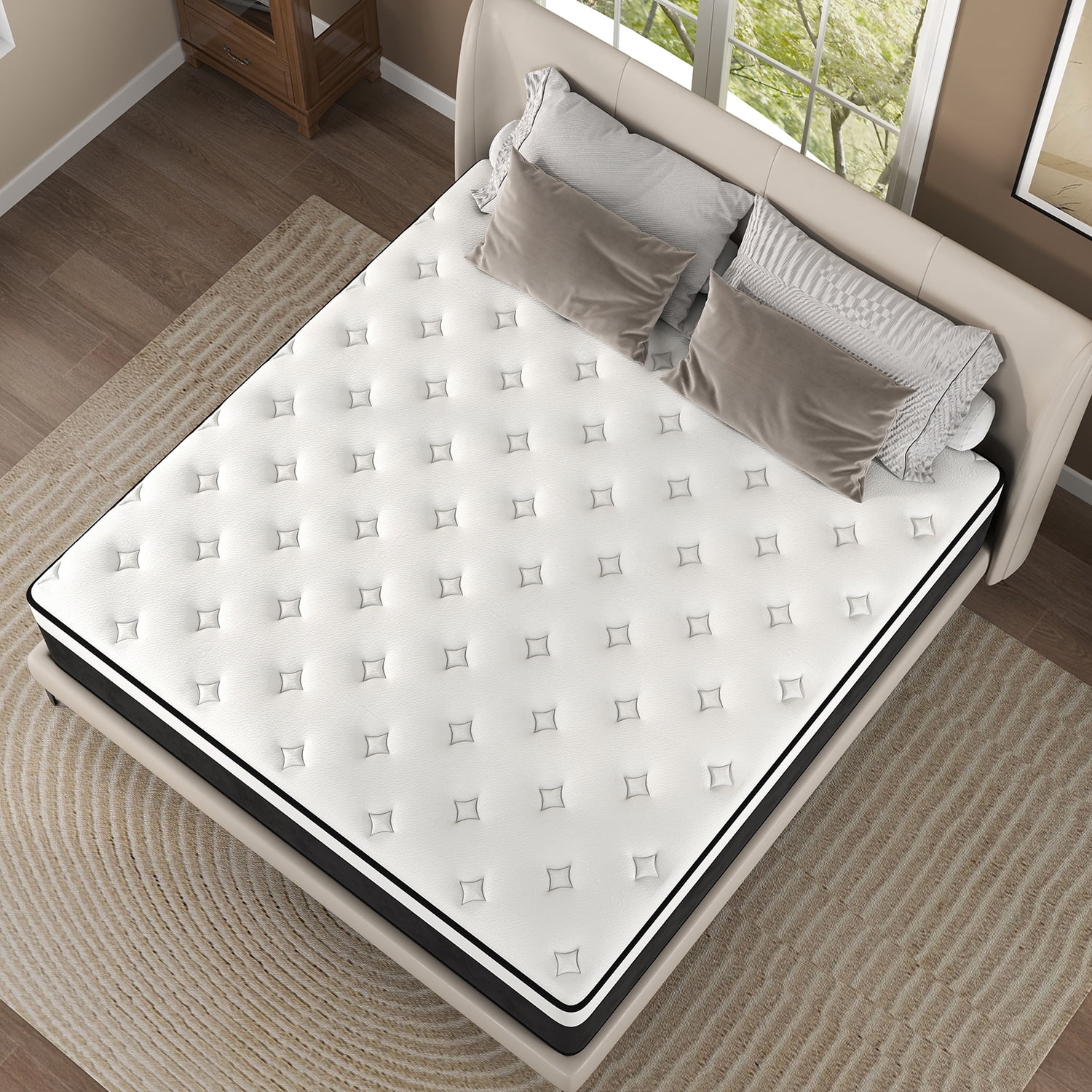 lemontalking 12 inch Hybrid Mattress in a Box, Innerspring and Gel Memory Foam Medium Firm, Full Mattress