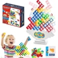 thumbnail image 1 of 64pcs Tetra Tower Balance Stacking Blocks Game, Board Games For 2 Players + Family Games n, 1 of 5