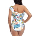 thumbnail image 6 of Yiaed Summer Stamp Print Women One Piece Swimsuits Tummy Control One Shoulder Bathing Suits Pattern Ruffle Swimwear-XX-Large, 6 of 8