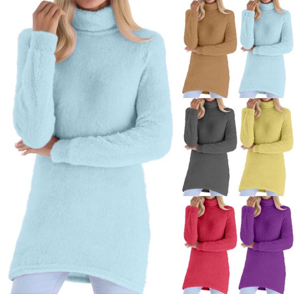 Umfun Women's Turtleneck Sweater Long Sleeve Pullover Top - Casual Loose Fit Tunic Shirt for Daily Wear