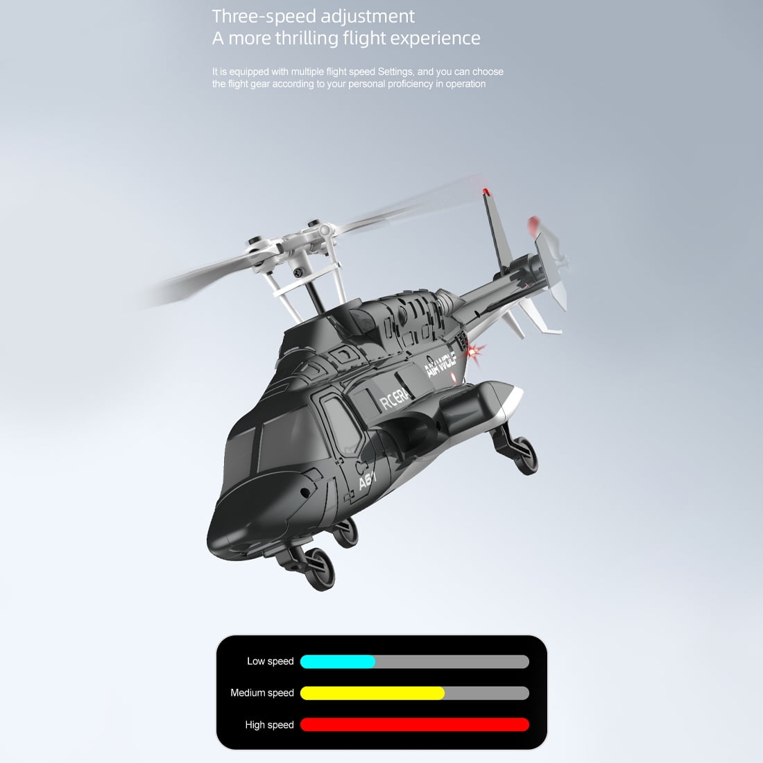 RC ERA A61 RC Helicopter for Adults, 1/52 Scale 2.4G 4CH Little Air-Wolf Remote Control Helicopter with One-Key Takeoff/Landing, Gift for Adults & Teens