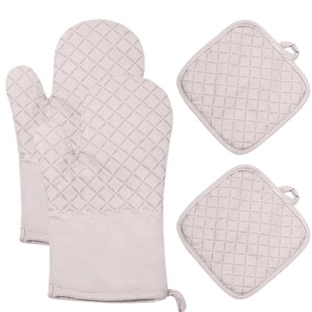 

Set of Oven Mitt and Heat Resistant Pot Holder Pad Protective Oven Gloves