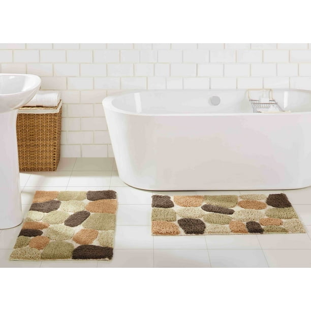 Chesapeake Pebbles 2 Piece Khaki Washable Bath Rug Set (20"x32" & 20