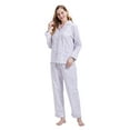 thumbnail image 2 of GLOBAL Women's Flannel Pajamas Set 100% Cotton PJs for Women Loungewear Long Sleeve Button Drawstring Waist Warm Sleepwear Purple Flower XXL, 2 of 7