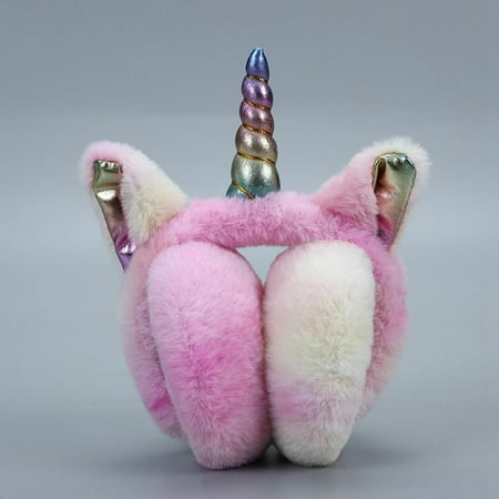 

HitUpon 1 Pack Kids Girls Unicorn Horn Fleece Earmuffs Earwarmer Adjustable Winter Ear Muffs for Children 5 Years -Women