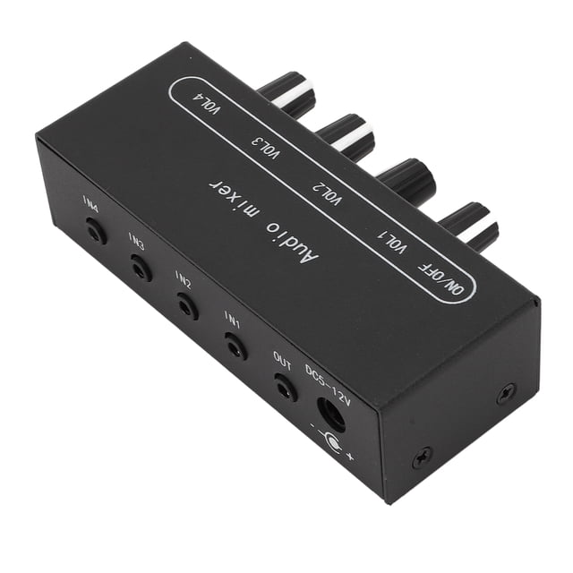 Mezclador de Sonido de Línea Estéreo, Carcasa de Aleació de Aluminio de 4 Canales Control Independiente de Control DC5-12V Mezclador para Micrófono