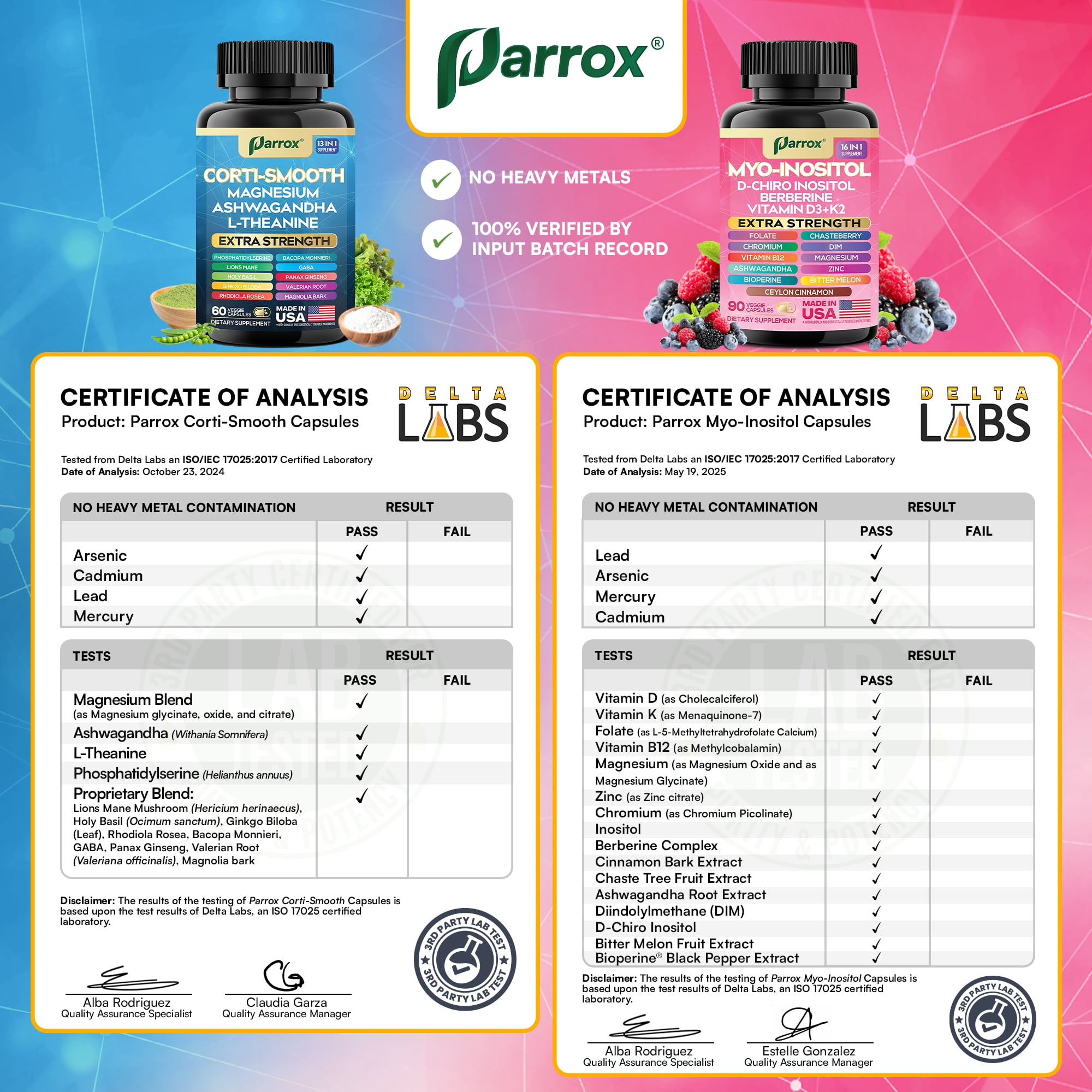 Parrox Cortisol & Myo-Inositol Supplement Bundle, Soothe & Smooth Bundle, Cortisol Balance, GABA, Magnesium, Ashwagandha, L-Theanine, D-Chiro Inositol, Folate, Berberine, Chasteberry, Zinc (3 Pack)