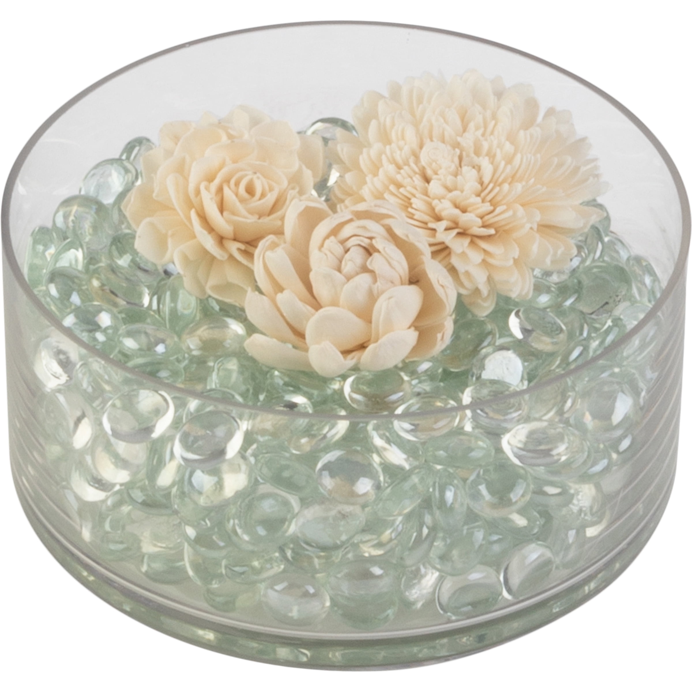Lavish Home 10lbs Vase Filler Glass Beads - 3/4in Flat Marbles, Clear