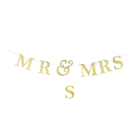Gold Glitter Mr. and Mrs. Party Banner, 6', by Way To Celebrate