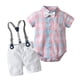 thumbnail image 1 of Conjunto de ropa de mameluco para bebé con sombrero de lazo, traje de verano a rayas para caballero con lazo, conjunto de mono para niño pequeño, ropa infantil para niño Tan Jianjun unisex, 1 of 2