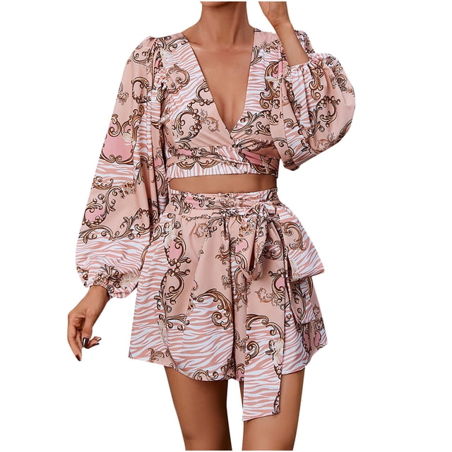 Monos para Mujer Moda Casual Erógeno Manga Larga Estampado Escote en V Odeerbi ODB-5