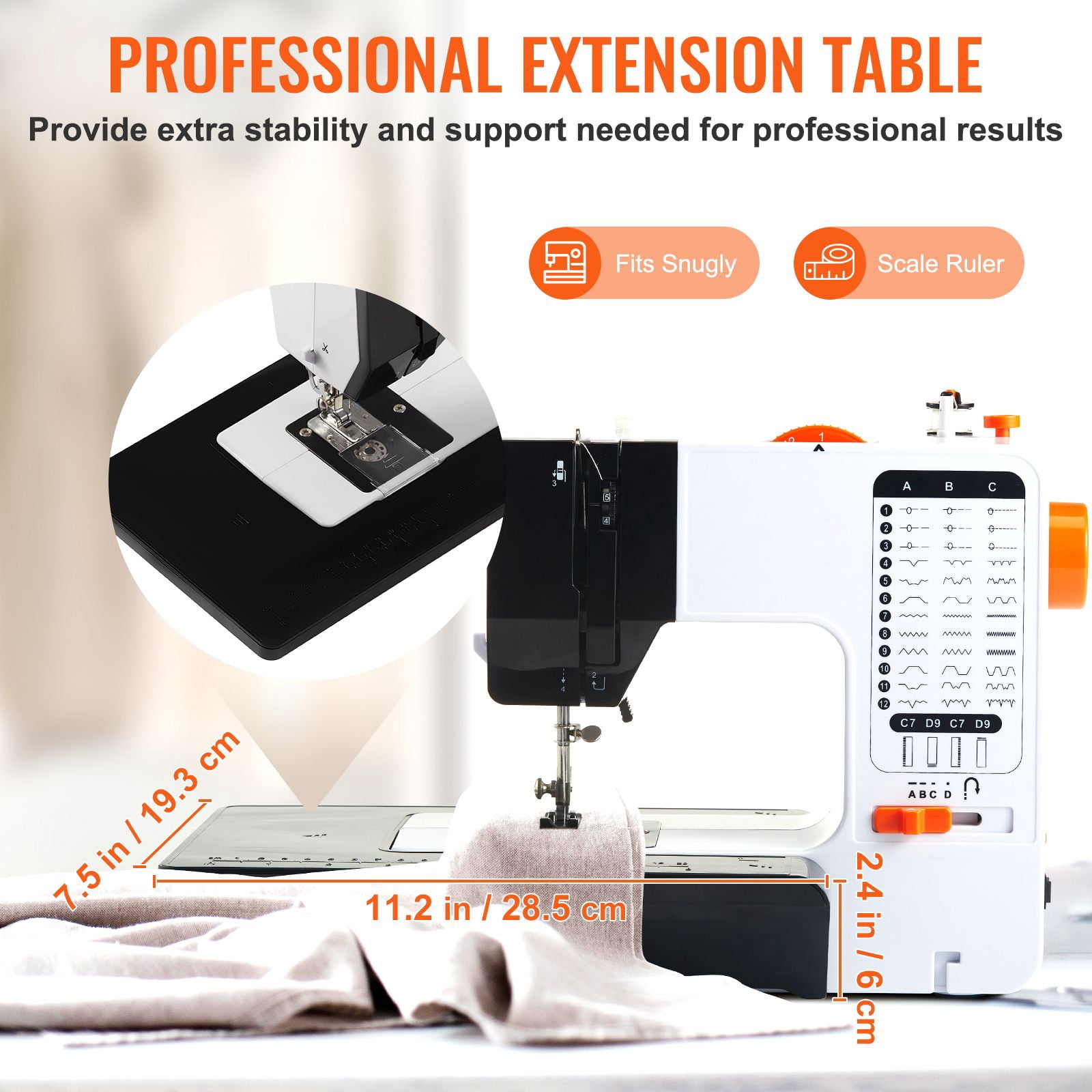 Sewing Machine, Portable Sewing Machine for Beginners with 38 Built-in Stitches & Reverse Sewing, Dual Speed Sewing Machine with Extension Table Foot Pedal, Accessory Kit Family Home Travel