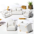 thumbnail image 4 of 1:12 Dollhouse Miniature Mini Furniture White Fabric Sofa 3-Piece Miniature Model Scene, 4 of 8